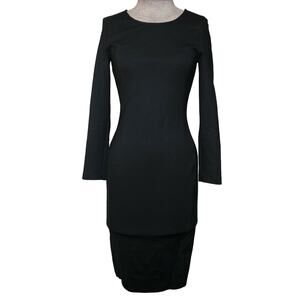 Brass Black Bodycon Long Sleeve Knee Length Dress Size XS